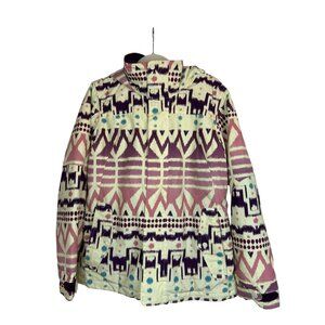 Burton Thermolite Snowboard Ski Jacket Hooded Size L Tribal Aztec Print